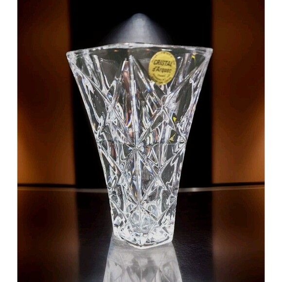 Cristal France Garanti Plus Vase Genuine Lead Crystal Star Pattern 5" - Picture 1 of 12